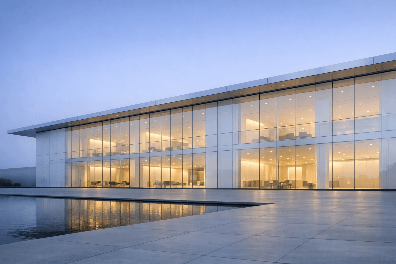 Super Engineered headquarters at dusk